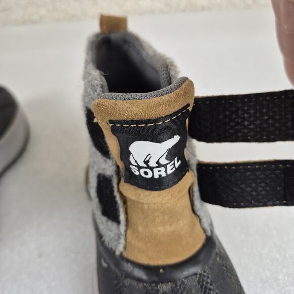 Sorel Toddler 8 Waterproof Winter Boots Gray Tan Suede Felt Duck Boot - Picture 9 of 10